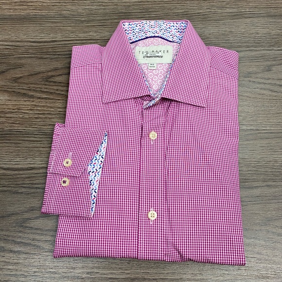 Ted Baker Hot Pink White Gingham Shirt 